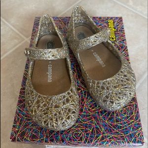 Mini Melissa + Campana Gold Shoes Size 6